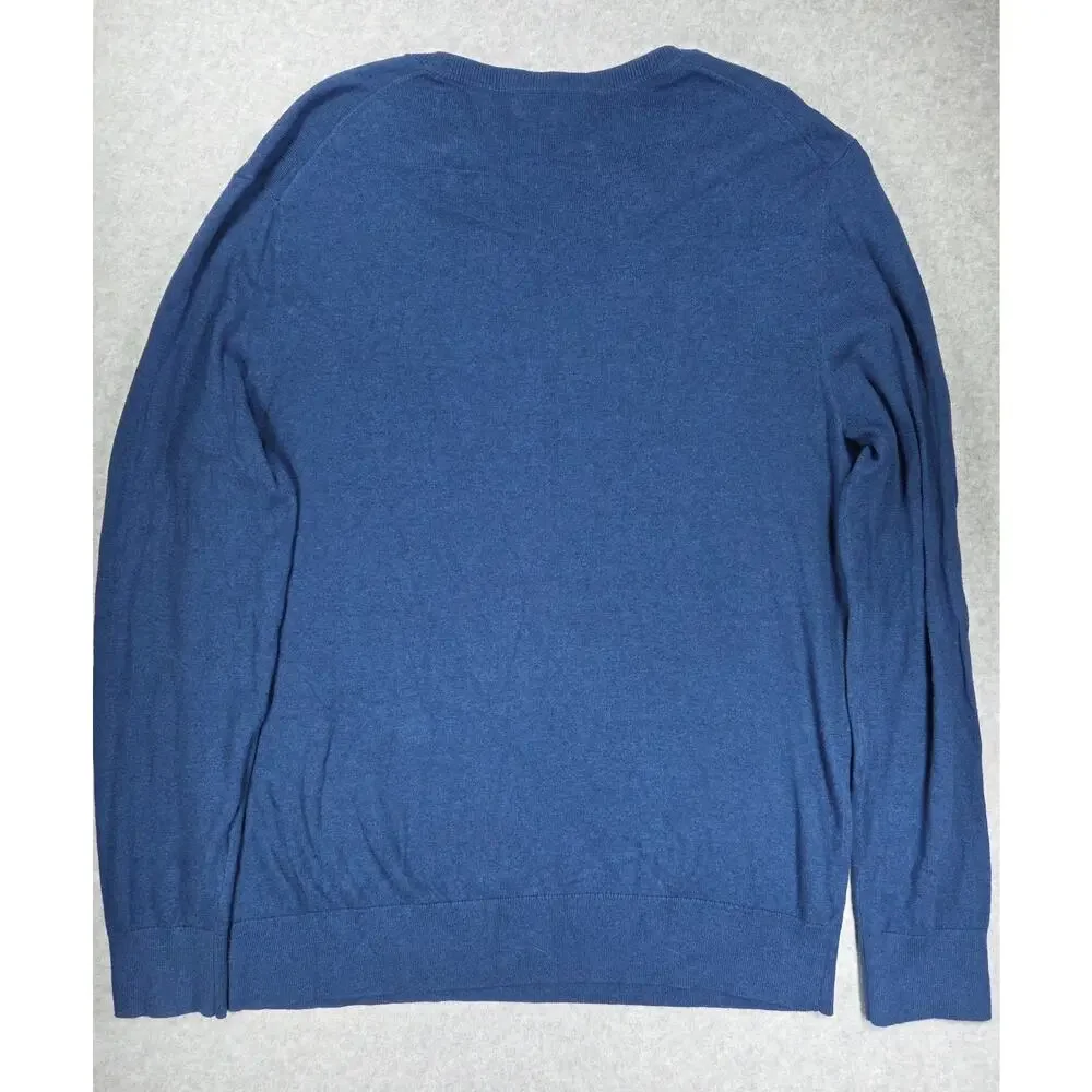 NWT Banana Republic Men XL Luxe V-Neck Sweater Blue Pullover Knit Lightweight
